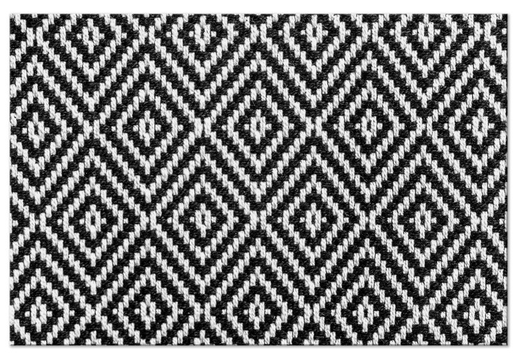 Canvas Print Weaves - Abstraction black and white depicting fancy pattern inspired by the weave fabric in the Scandinavian style 117180