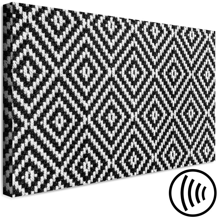 Canvas Print Weaves - Abstraction black and white depicting fancy pattern inspired by the weave fabric in the Scandinavian style 117180 additionalImage 6