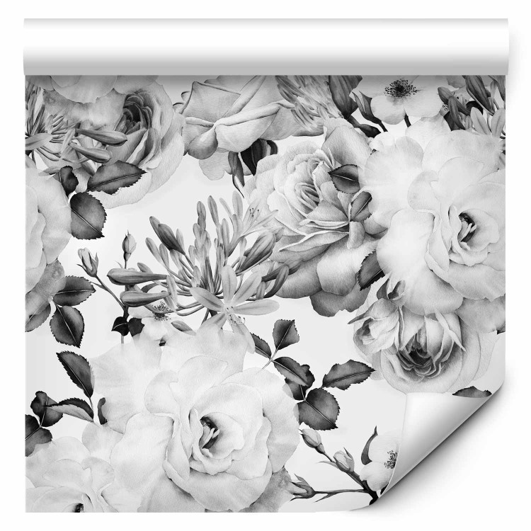 Wallpaper English Flowers (Black and White) 117980 additionalImage 1