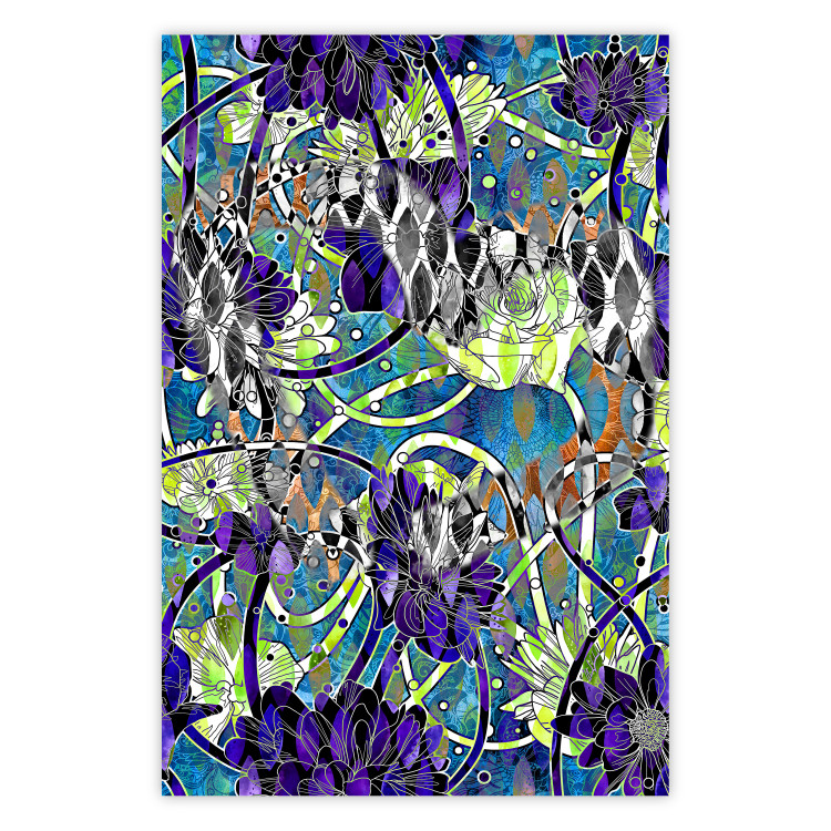 Poster Vibrations of Nature - colorful abstract composition with a floral pattern 118280