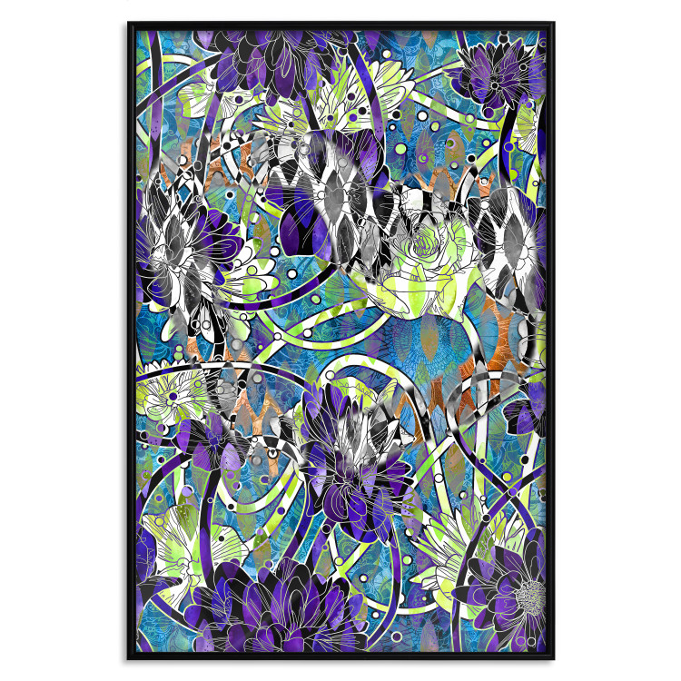 Poster Vibrations of Nature - colorful abstract composition with a floral pattern 118280 additionalImage 24