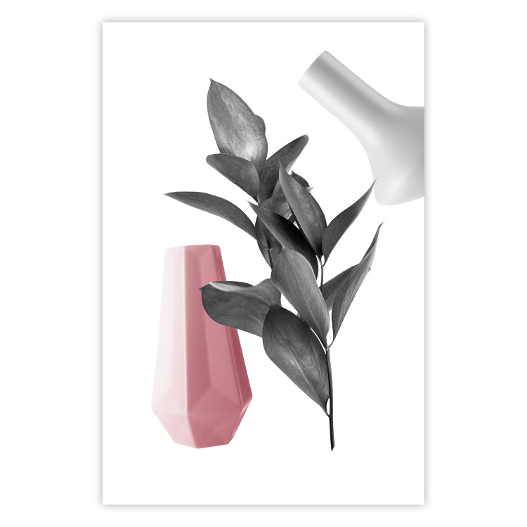 Wall Poster Spirit of Creation - abstraction of gray plant and vases on white background 123280
