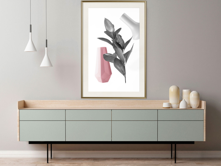 Wall Poster Spirit of Creation - abstraction of gray plant and vases on white background 123280 additionalImage 21