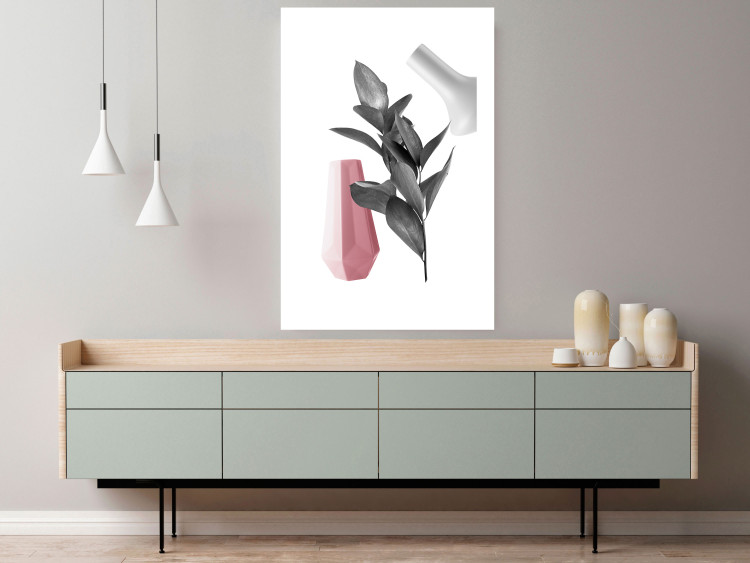 Wall Poster Spirit of Creation - abstraction of gray plant and vases on white background 123280 additionalImage 2