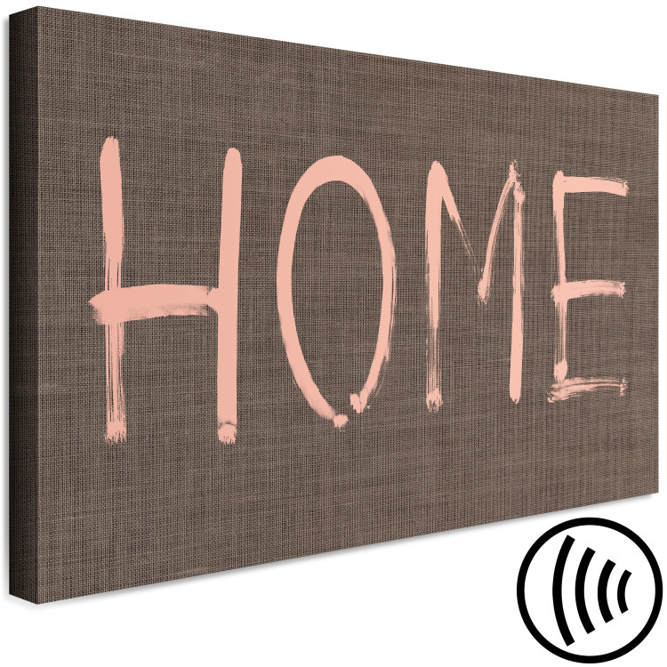 Canvas Art Print Pink Home sign - English inscription on a brown weave background 123780 additionalImage 6