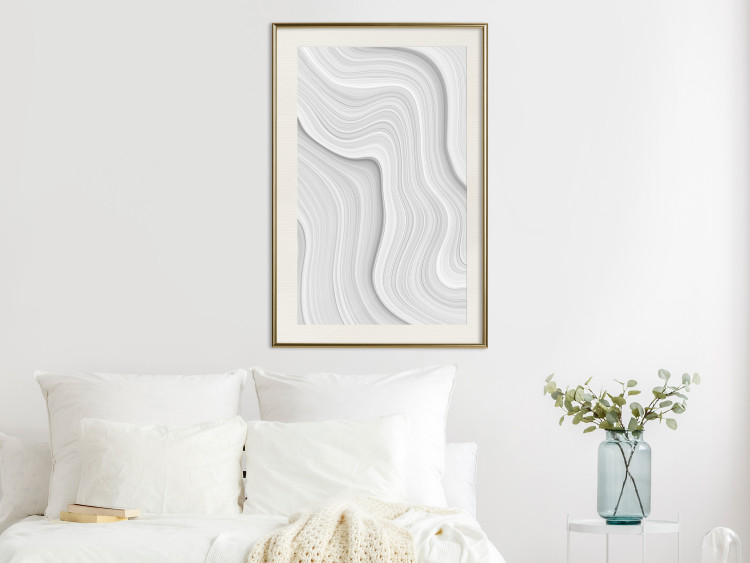 Wall Poster Snowdrift - gray path with line texture in artistic motif 124480 additionalImage 21