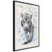 Poster White Tiger - tropical animal on background of colorful watercolor dots 127880 additionalThumb 3