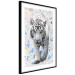 Poster White Tiger - tropical animal on background of colorful watercolor dots 127880 additionalThumb 2