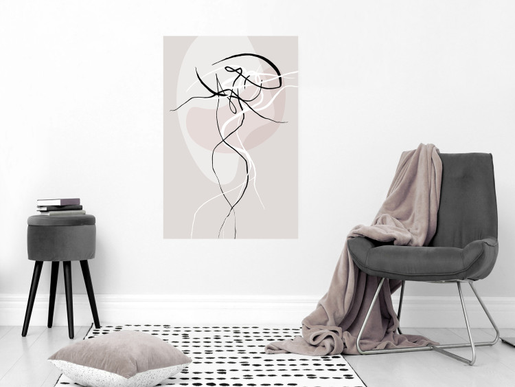 Wall Poster Beige Energy - abstract line art of human silhouette on light background 128080 additionalImage 4