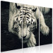 Canvas Calm tiger - sepia triptych with a lying tiger on a black background 128780 additionalThumb 2