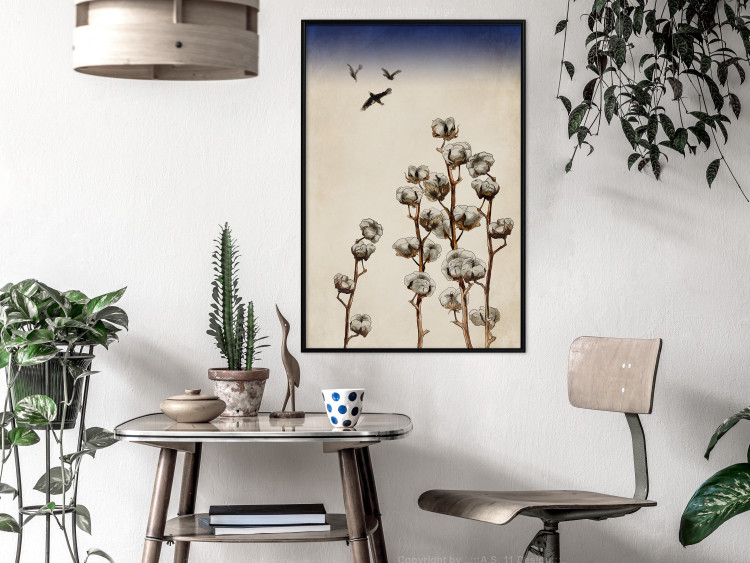 Poster Cotton Branches - beautiful composition with plants and birds against a sky background 129380 additionalImage 14