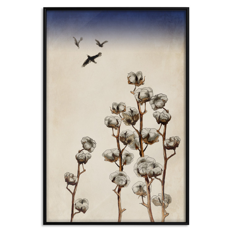 Poster Cotton Branches - beautiful composition with plants and birds against a sky background 129380 additionalImage 16
