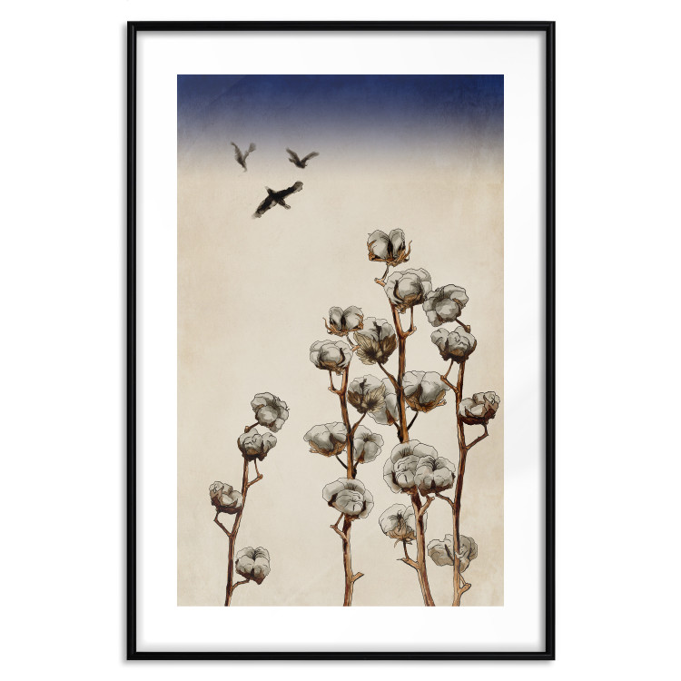 Poster Cotton Branches - beautiful composition with plants and birds against a sky background 129380 additionalImage 17