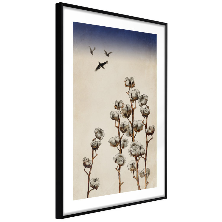 Poster Cotton Branches - beautiful composition with plants and birds against a sky background 129380 additionalImage 2