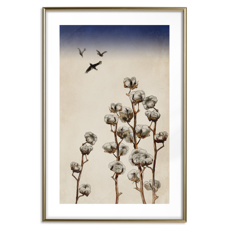 Poster Cotton Branches - beautiful composition with plants and birds against a sky background 129380 additionalImage 14