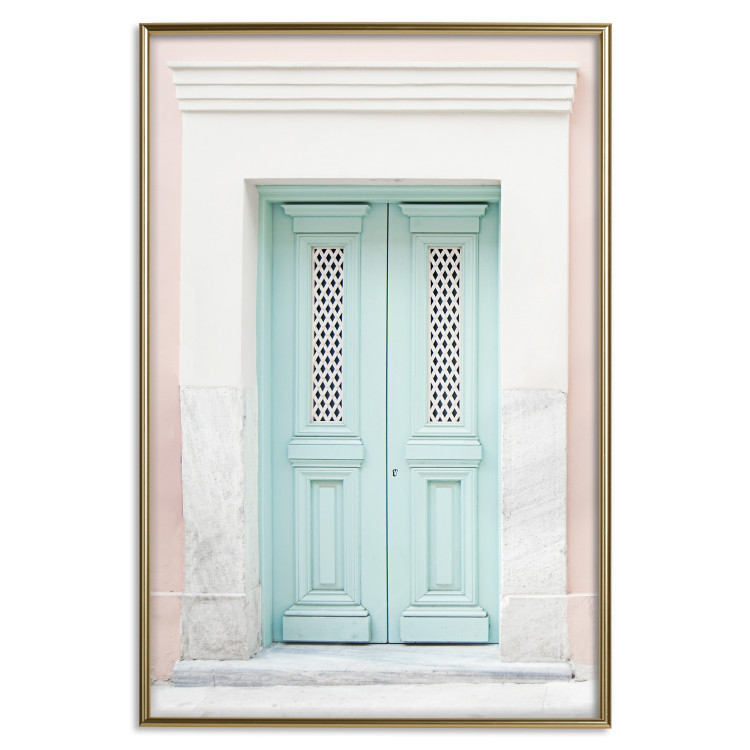 Wall Poster Minty Invitation - turquoise door against pastel architecture background 129480 additionalImage 21