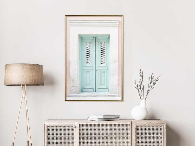 Wall Poster Minty Invitation - turquoise door against pastel architecture background 129480 additionalImage 7