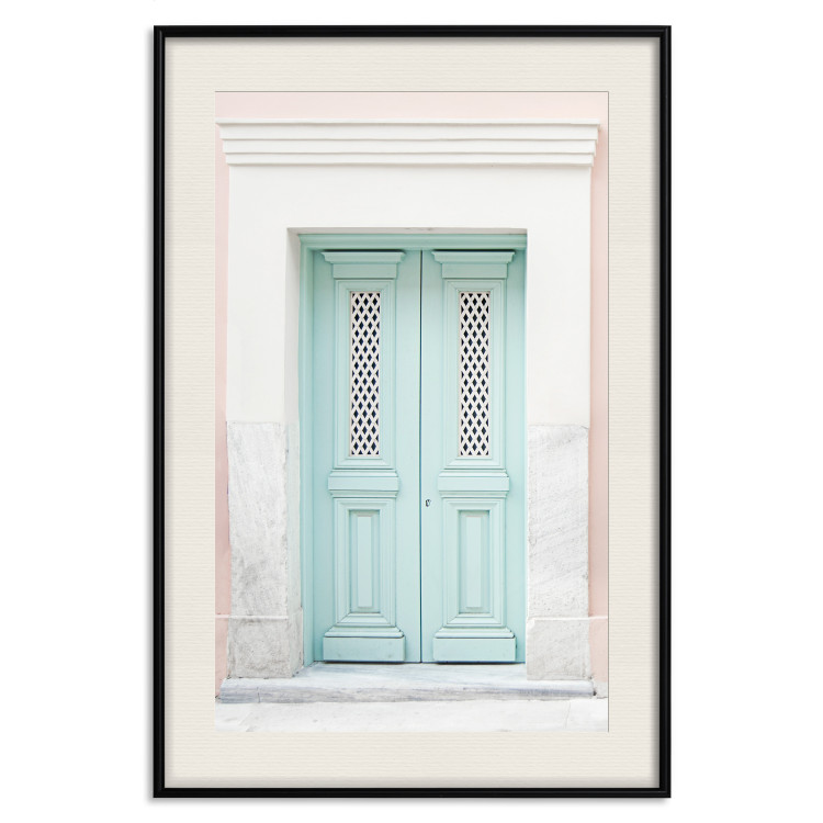 Wall Poster Minty Invitation - turquoise door against pastel architecture background 129480 additionalImage 19