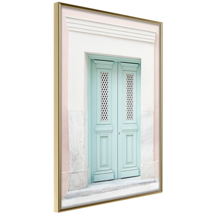 Wall Poster Minty Invitation - turquoise door against pastel architecture background 129480 additionalImage 12
