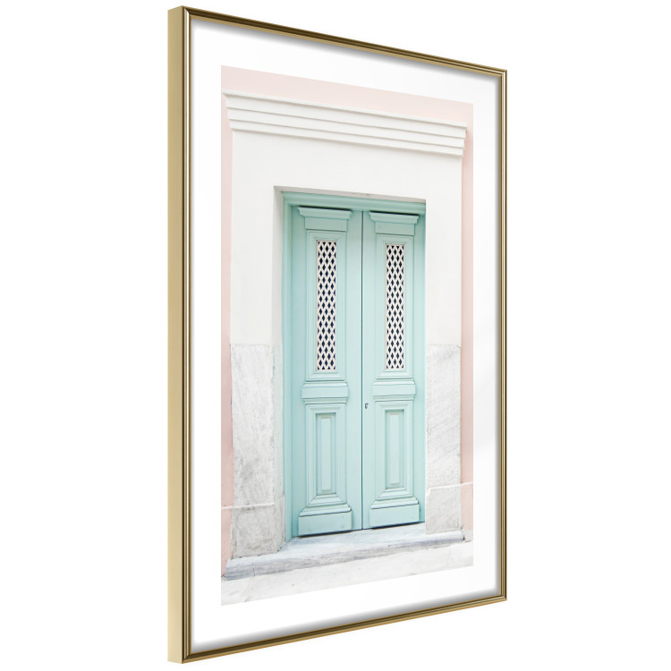 Wall Poster Minty Invitation - turquoise door against pastel architecture background 129480 additionalImage 7
