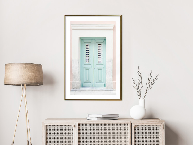 Wall Poster Minty Invitation - turquoise door against pastel architecture background 129480 additionalImage 15