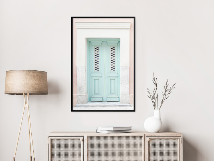 Wall Poster Minty Invitation - turquoise door against pastel architecture background 129480 additionalImage 6