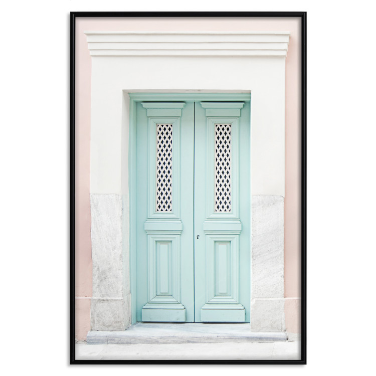Wall Poster Minty Invitation - turquoise door against pastel architecture background 129480 additionalImage 16