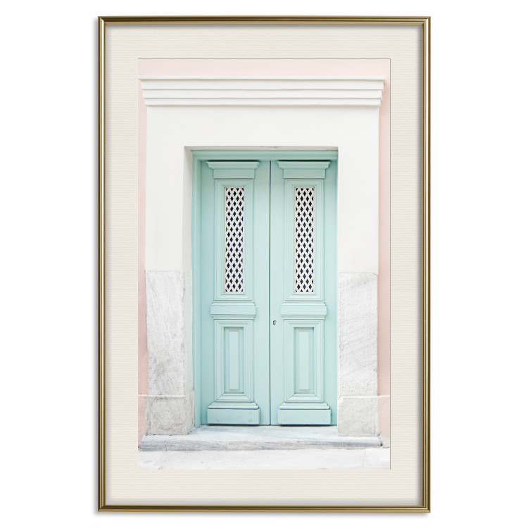 Wall Poster Minty Invitation - turquoise door against pastel architecture background 129480 additionalImage 20