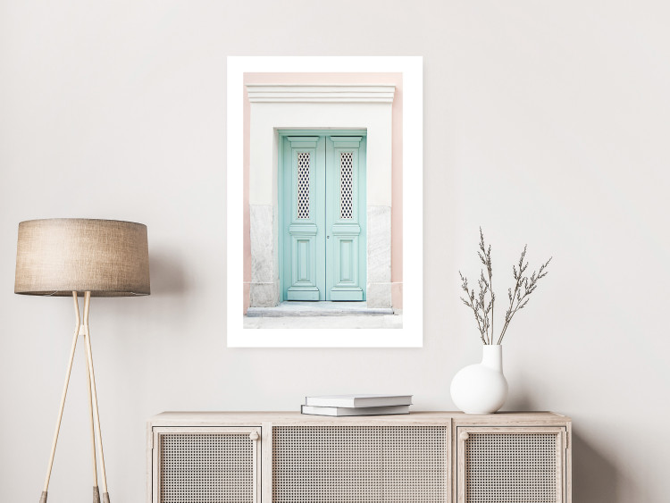 Wall Poster Minty Invitation - turquoise door against pastel architecture background 129480 additionalImage 5