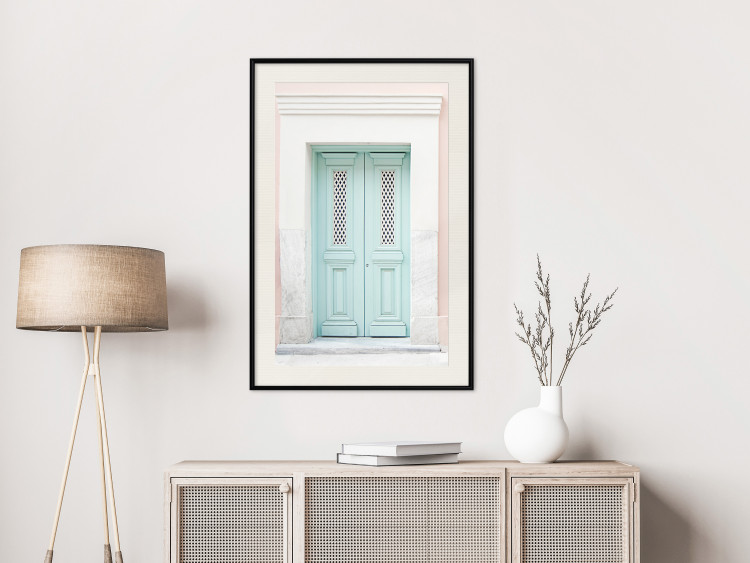 Wall Poster Minty Invitation - turquoise door against pastel architecture background 129480 additionalImage 24