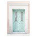 Wall Poster Minty Invitation - turquoise door against pastel architecture background 129480