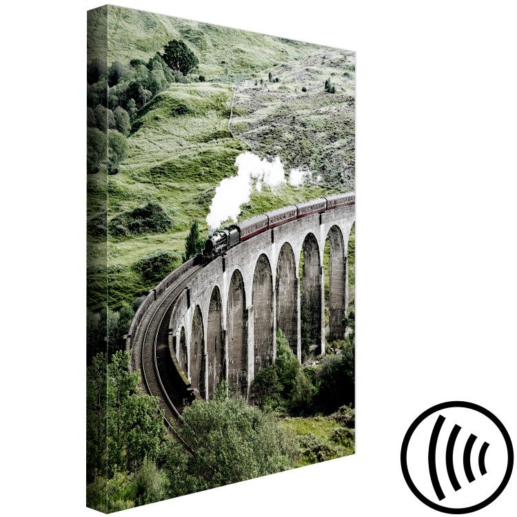 Canvas Art Print Journey Through Time (1-piece) Vertical - landscape of a bridge with a train 130280 additionalImage 6