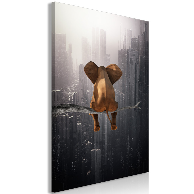 Canvas Print Elephant in the Big City (1-piece) Vertical - fantasy animal 132080 additionalImage 2