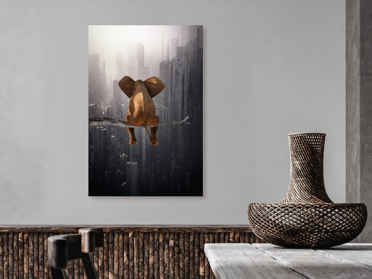 Canvas Print Elephant in the Big City (1-piece) Vertical - fantasy animal 132080 additionalImage 3