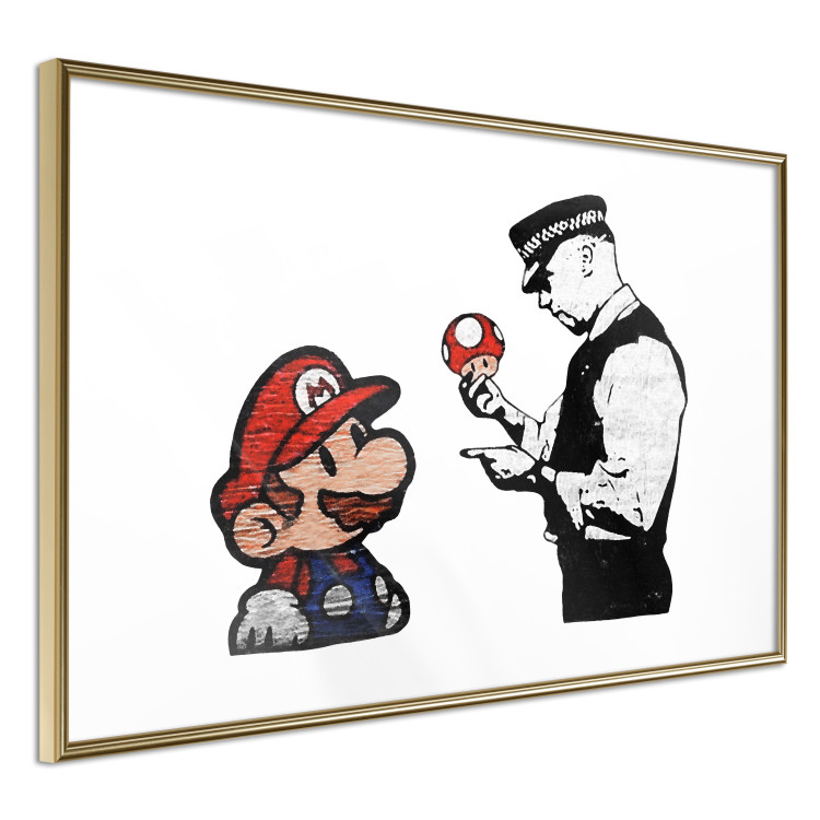 Poster Banksy: Mushroom Picker - colorful character and black policeman on a white background 132480 additionalImage 8