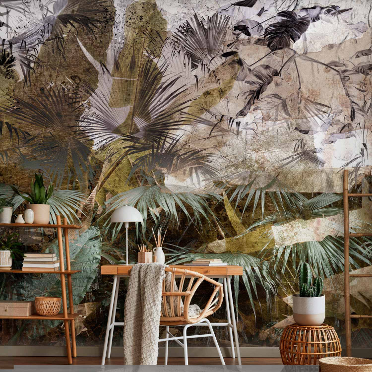 Wall Mural Abstract tropics - exotic graphic jungle landscape with leaves 134480 additionalImage 4