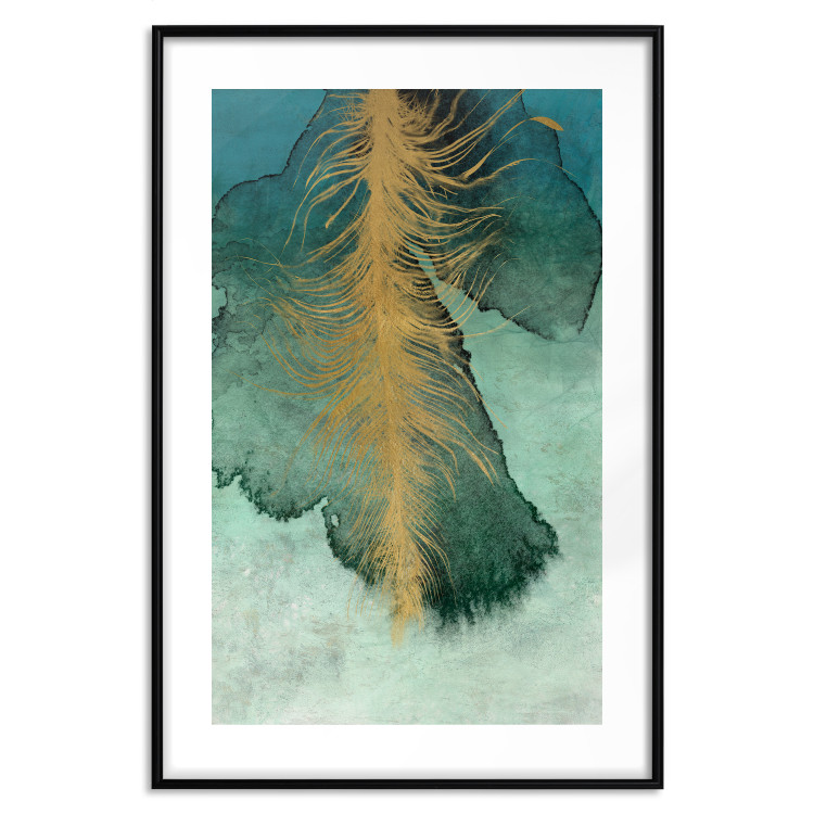 Poster Celestial Composition - golden feather on abstract blue background 134980 additionalImage 15