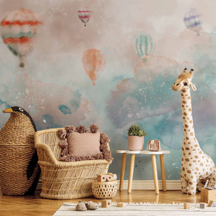 Wall Mural Dreamland - watercolour landscape with tents and balloons for children 135480 additionalImage 6