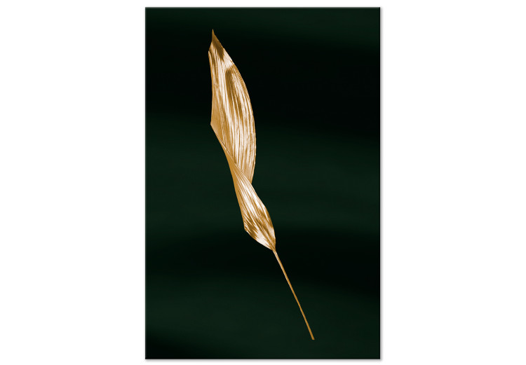 Canvas Gold bent leaf- Botanical theme on the background of green 135580