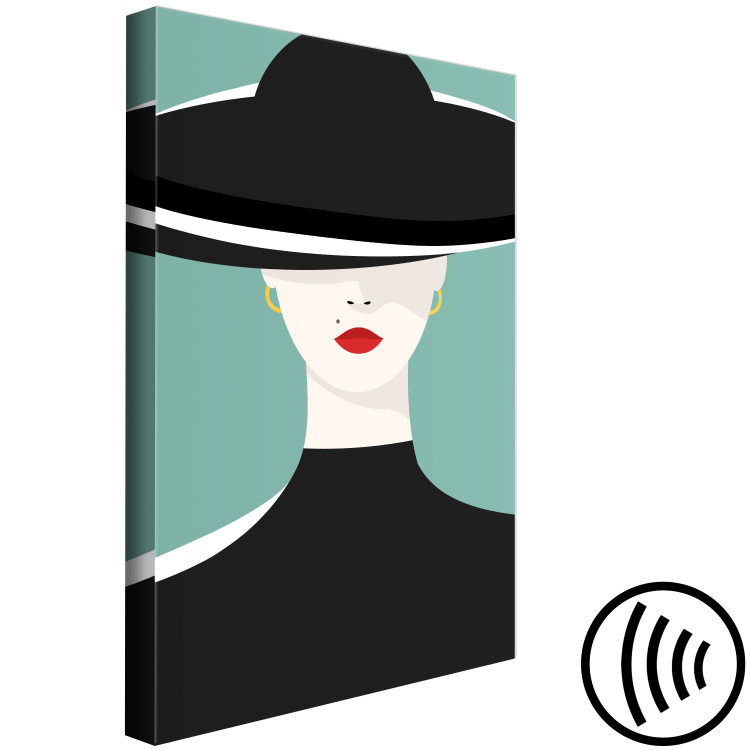 Canvas Femininity (1-piece) Vertical - portrait of a woman with a black hat 135680 additionalImage 6