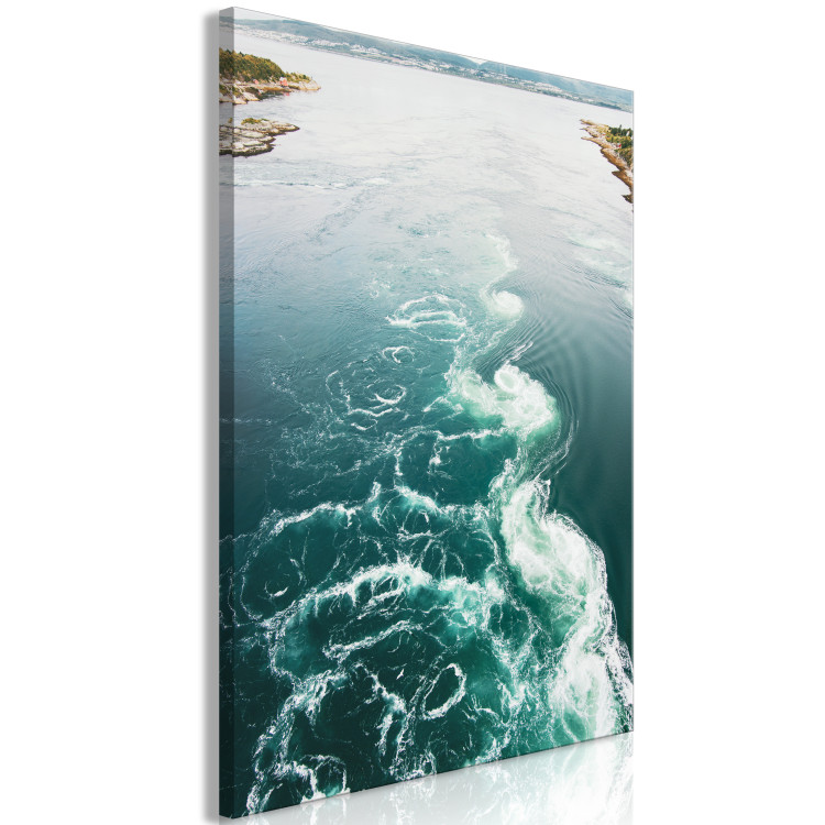 Canvas Turquoise Waves (1-piece) Vertical - water and mountain landscape in the background 138780 additionalImage 2