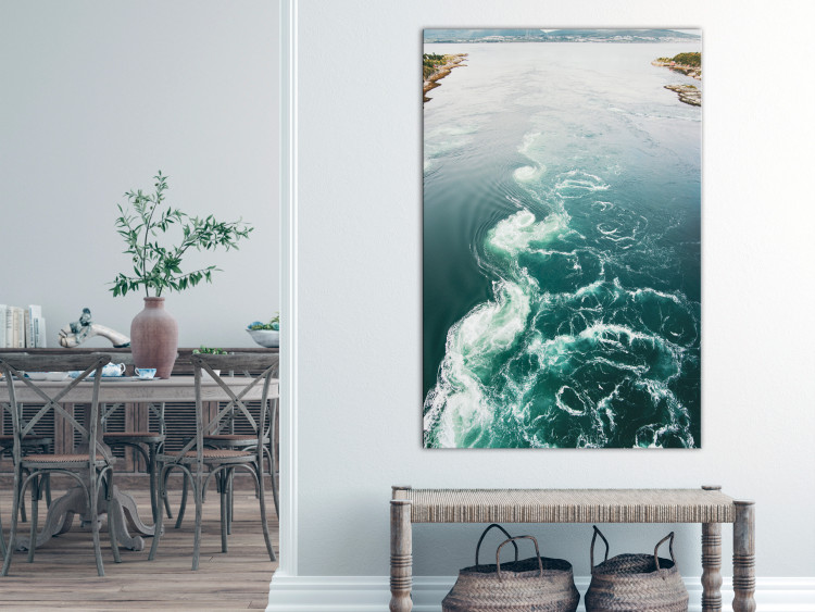 Canvas Turquoise Waves (1-piece) Vertical - water and mountain landscape in the background 138780 additionalImage 3