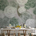 Photo Wallpaper Dense Roses - Painted Large Flowers in Shades of Green on a Gray Background 145180 additionalThumb 6