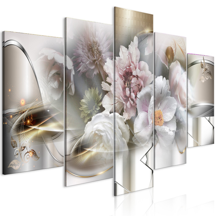 Canvas Print Abstraction With Flowers - Spring Blooming With Gold Elements 148480 additionalImage 2