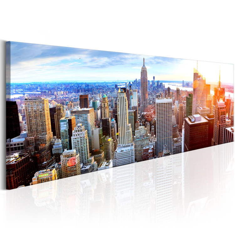 Canvas Art Print Beautiful Manhattan (1-piece) - New York City skyscrapers and sunrise 149080 additionalImage 2