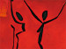 Canvas Art Print Ritual (1-piece) - silhouettes dancing on a red background with designs 47080 additionalThumb 2
