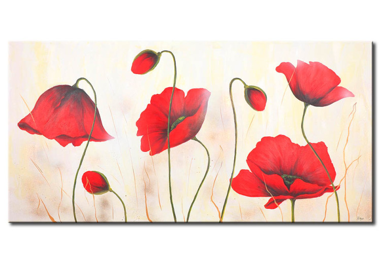 Canvas Art Print Red Poppies in the Mist (1-piece) - floral motif with flowers 47180