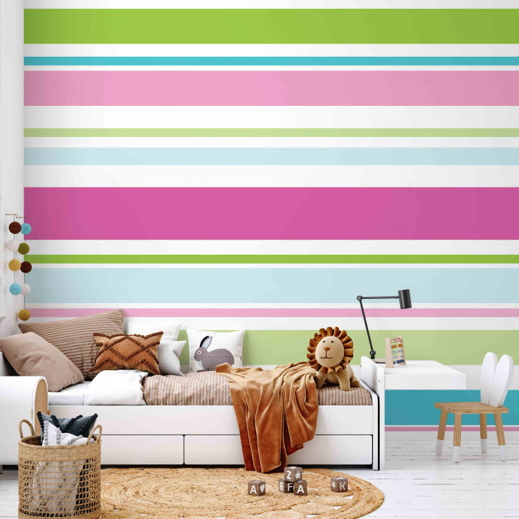 Wall Mural Bright Stripes - Background with Geometric Shape in the Form of Colorful Stripes 60780 additionalImage 6