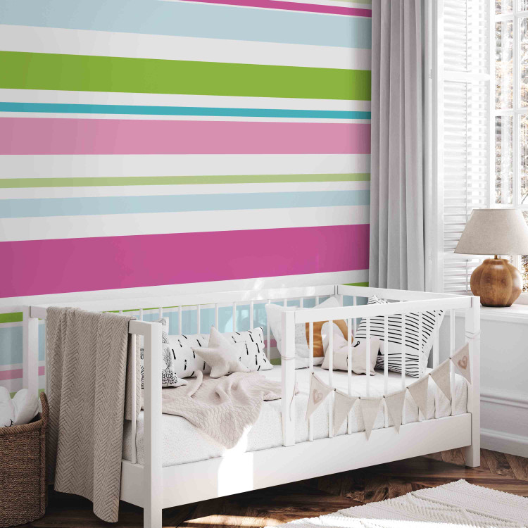 Wall Mural Bright Stripes - Background with Geometric Shape in the Form of Colorful Stripes 60780 additionalImage 5
