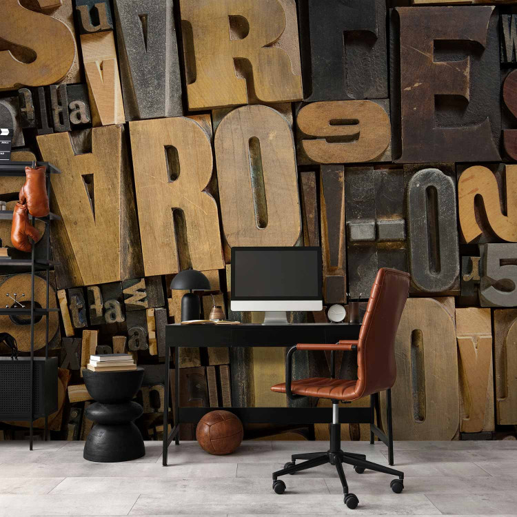 Wall Mural Lettering - Wooden-like Letters in Various Shapes and Shades 60880 additionalImage 4